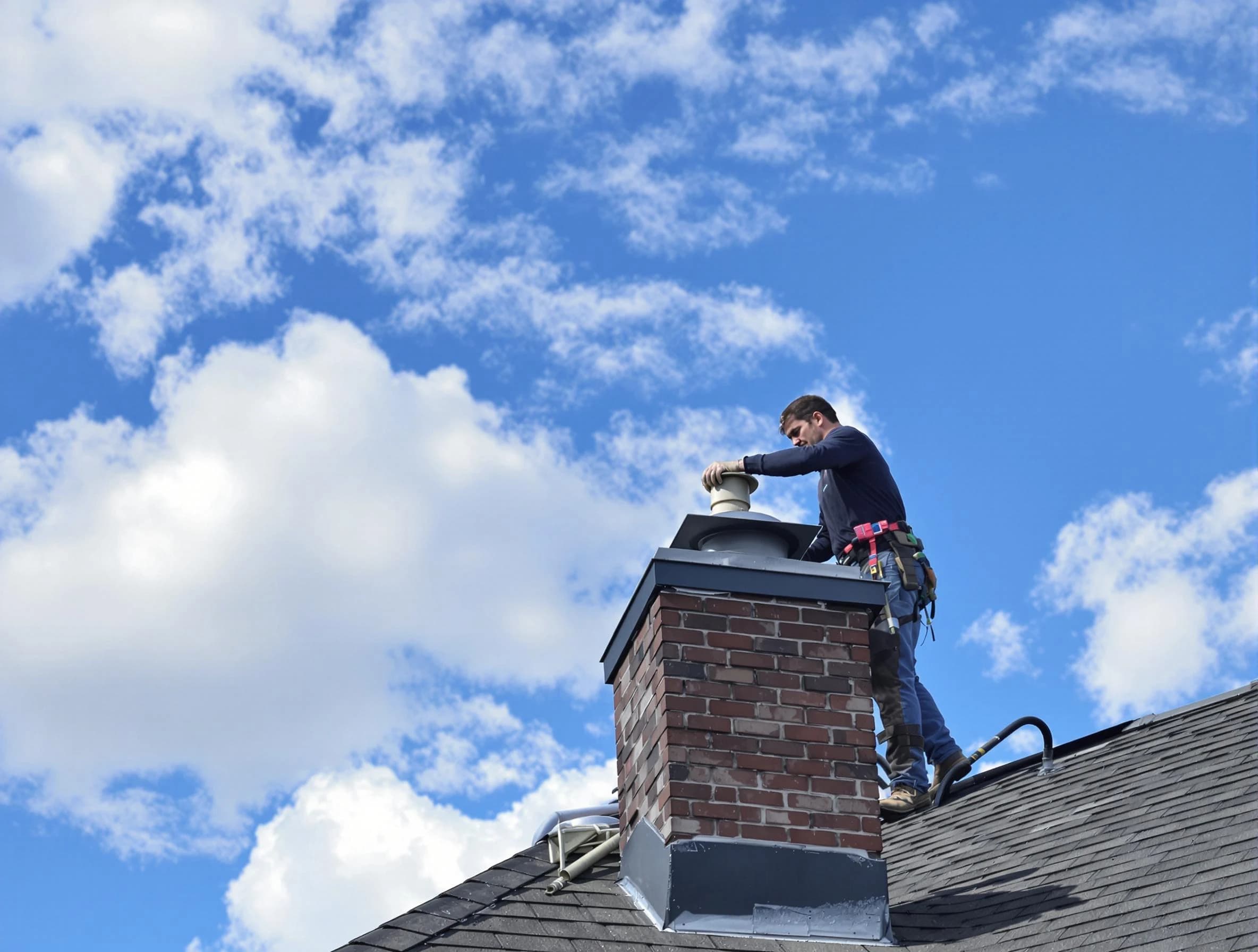 Somerville Chimney Sweep installing a sturdy chimney cap in Somerville, MA