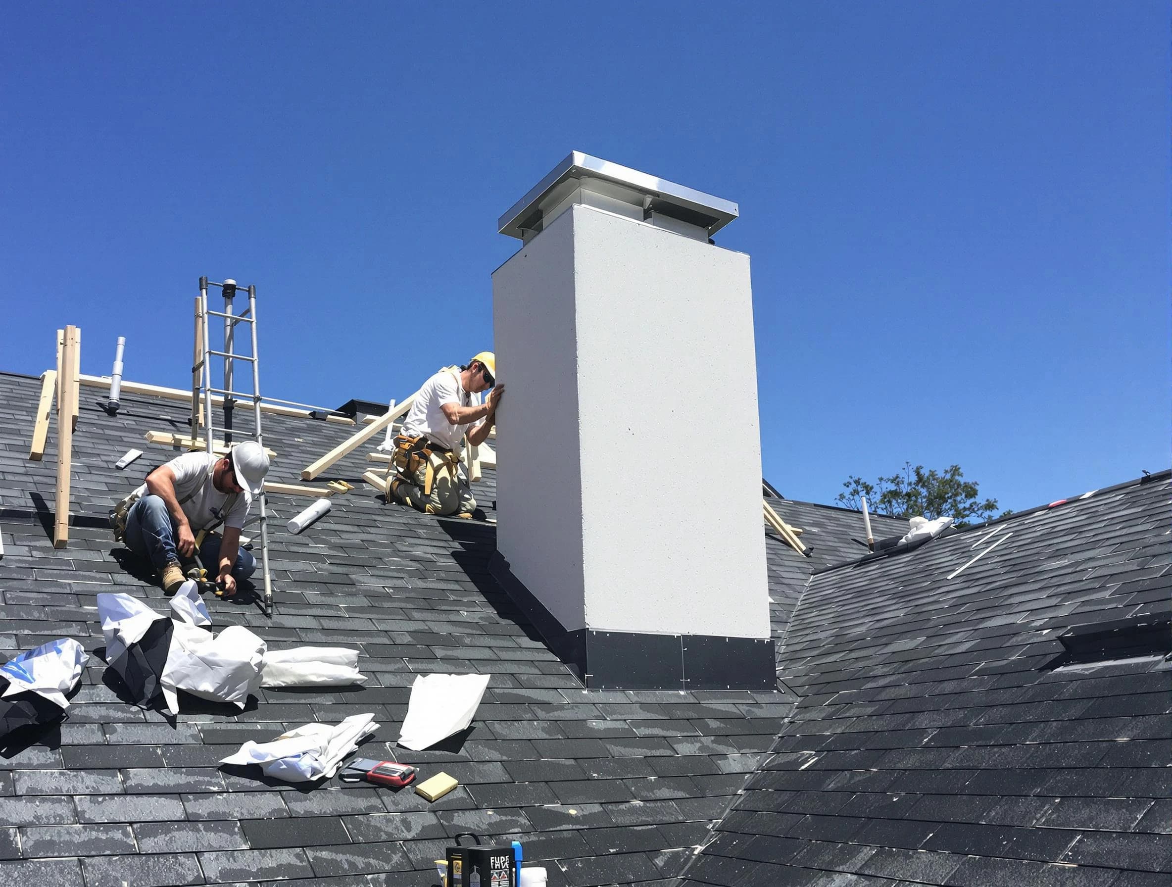 Somerville Chimney Sweep crew installing a new chimney in Somerville, MA
