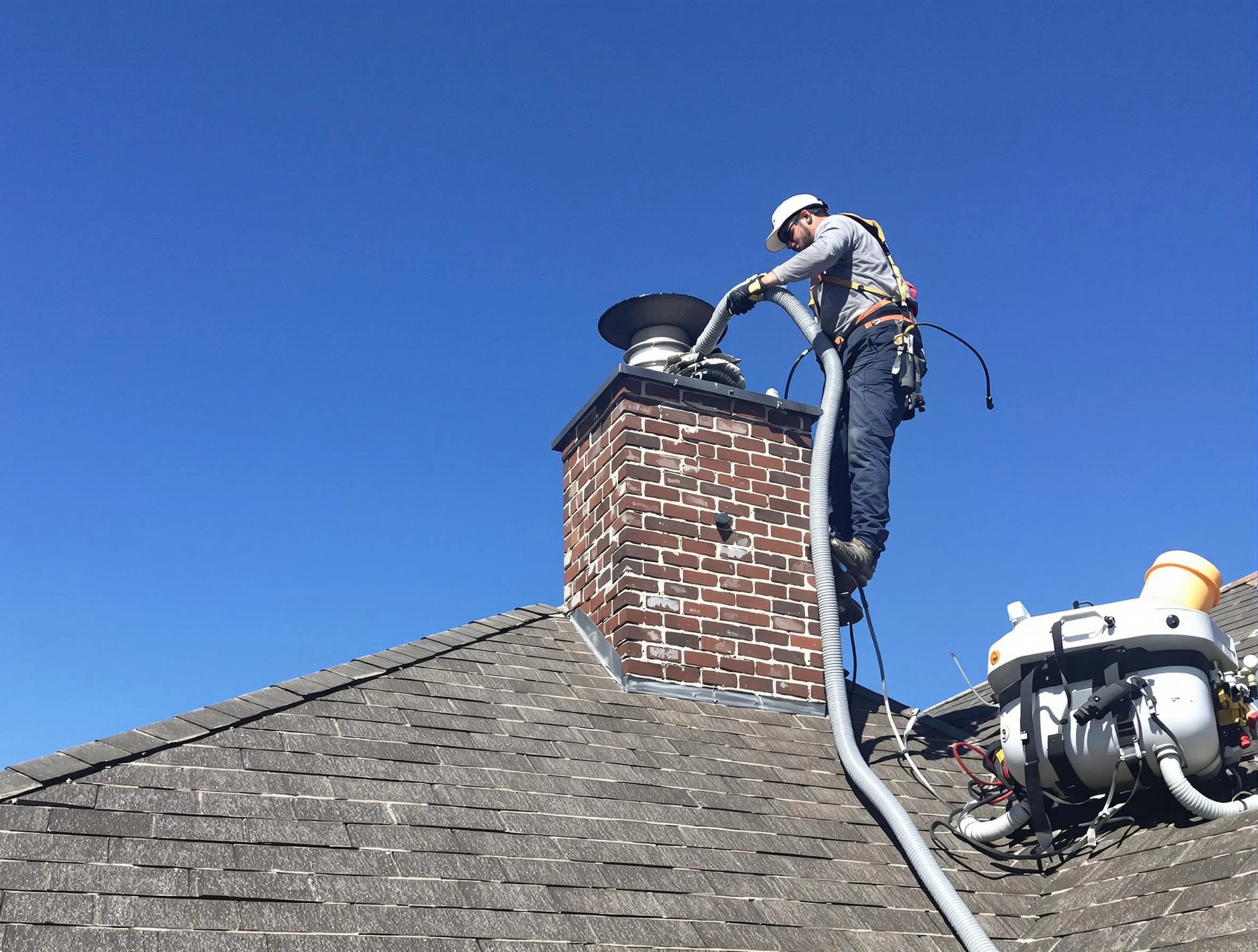 Dedicated Somerville Chimney Sweep team member cleaning a chimney in Somerville, MA