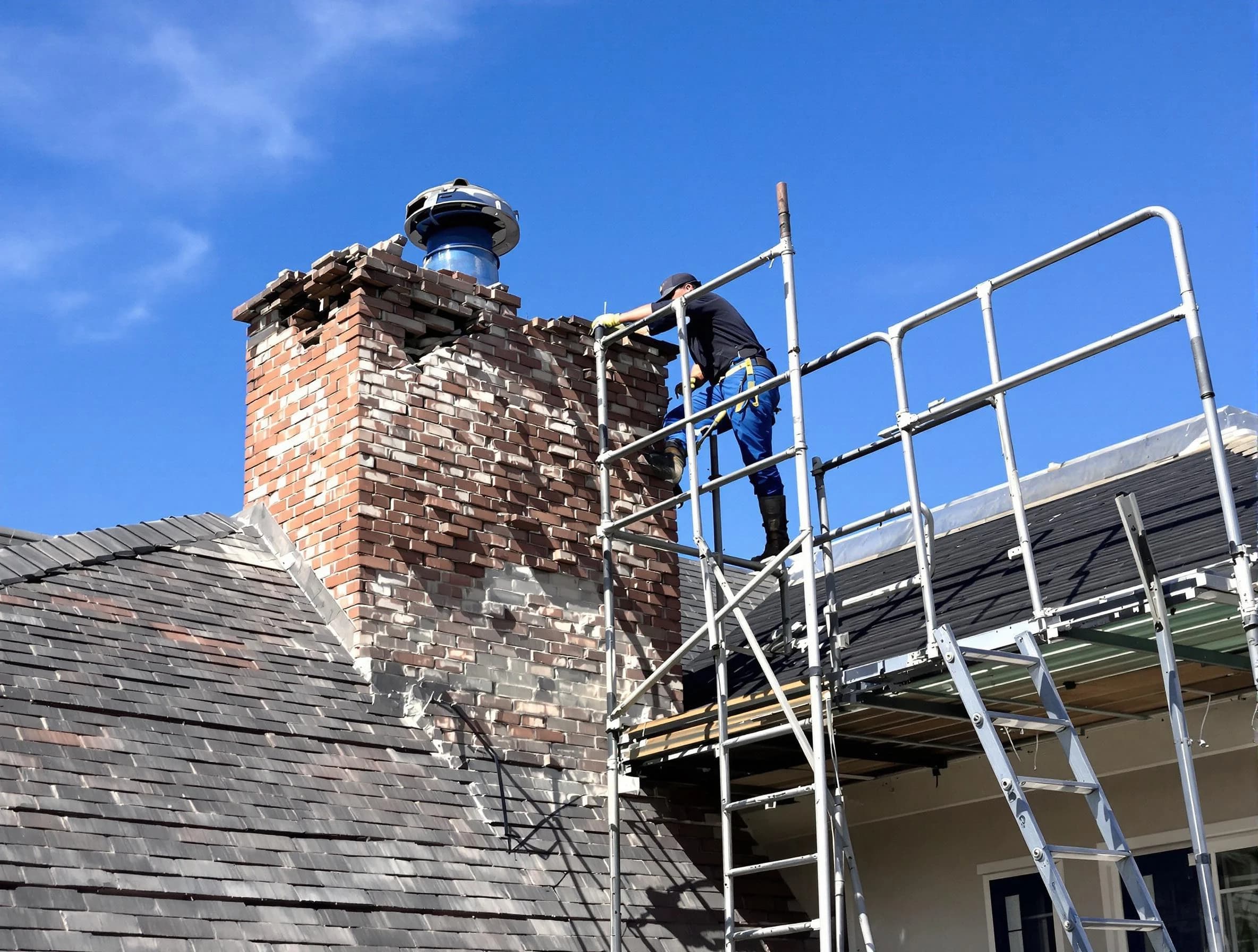 Rebuilding a chimney structure by Somerville Chimney Sweep in Somerville, MA