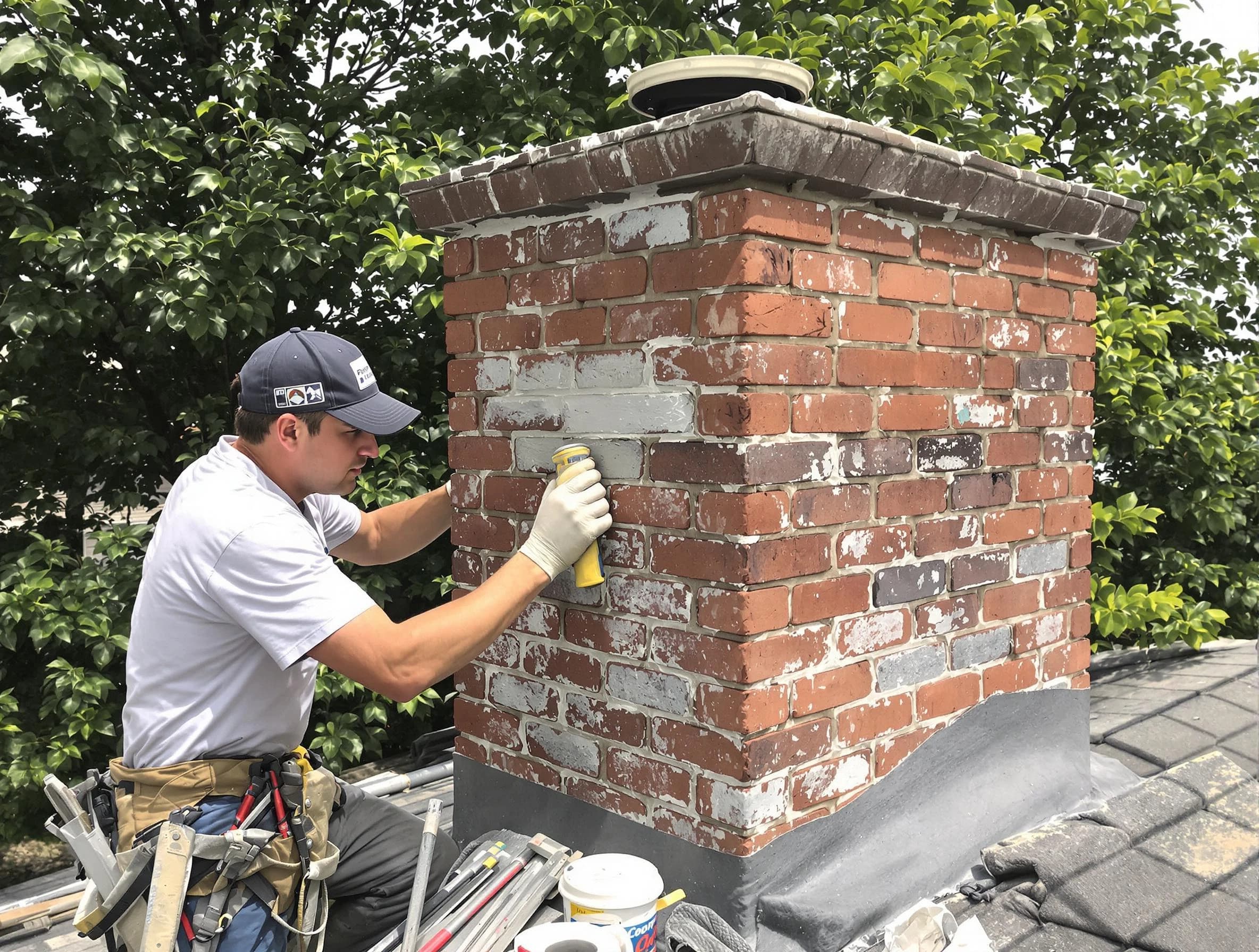 Somerville Chimney Sweep restoring an aging chimney in Somerville, MA