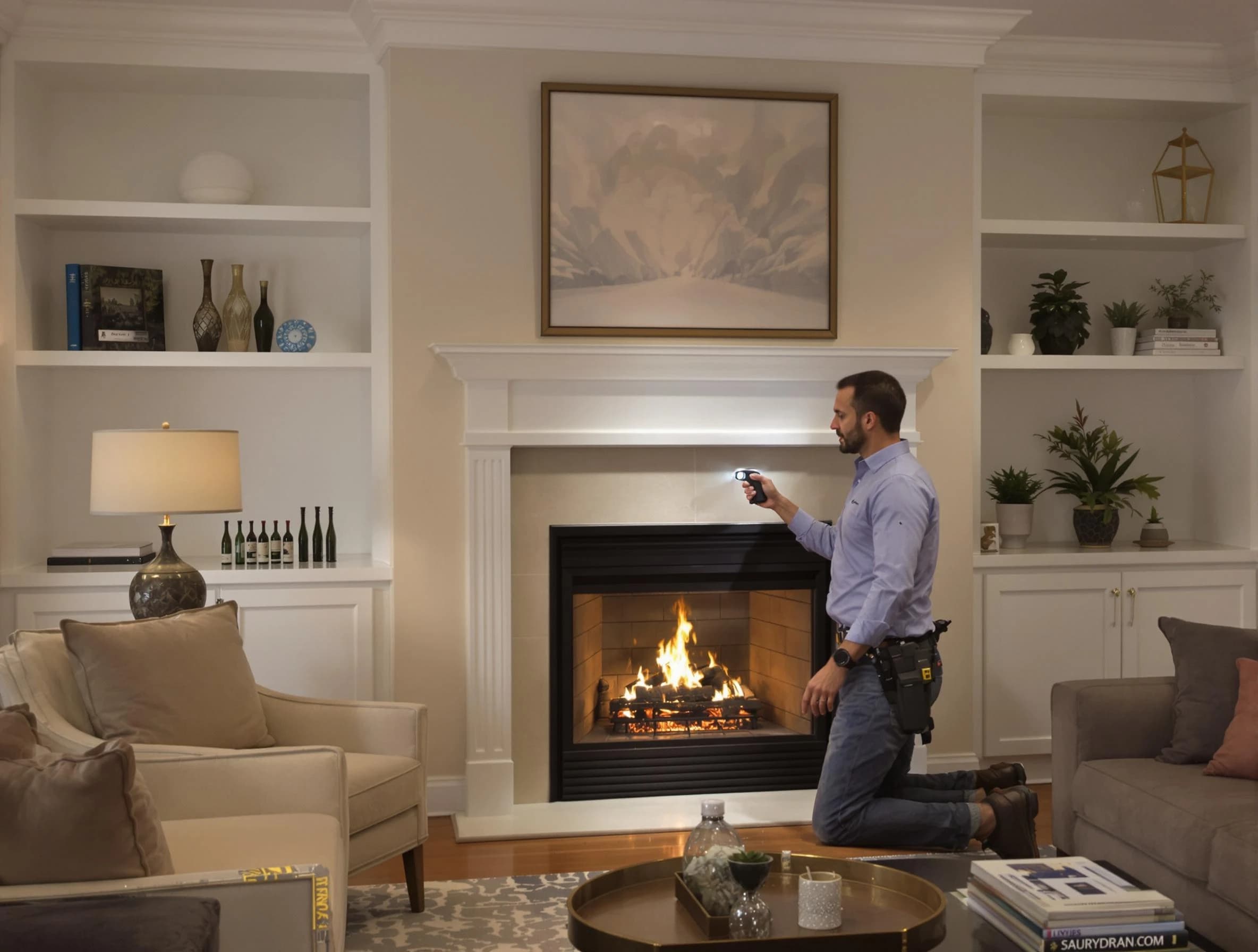 Somerville Chimney Sweep conducting a fireplace safety inspection in Somerville, MA