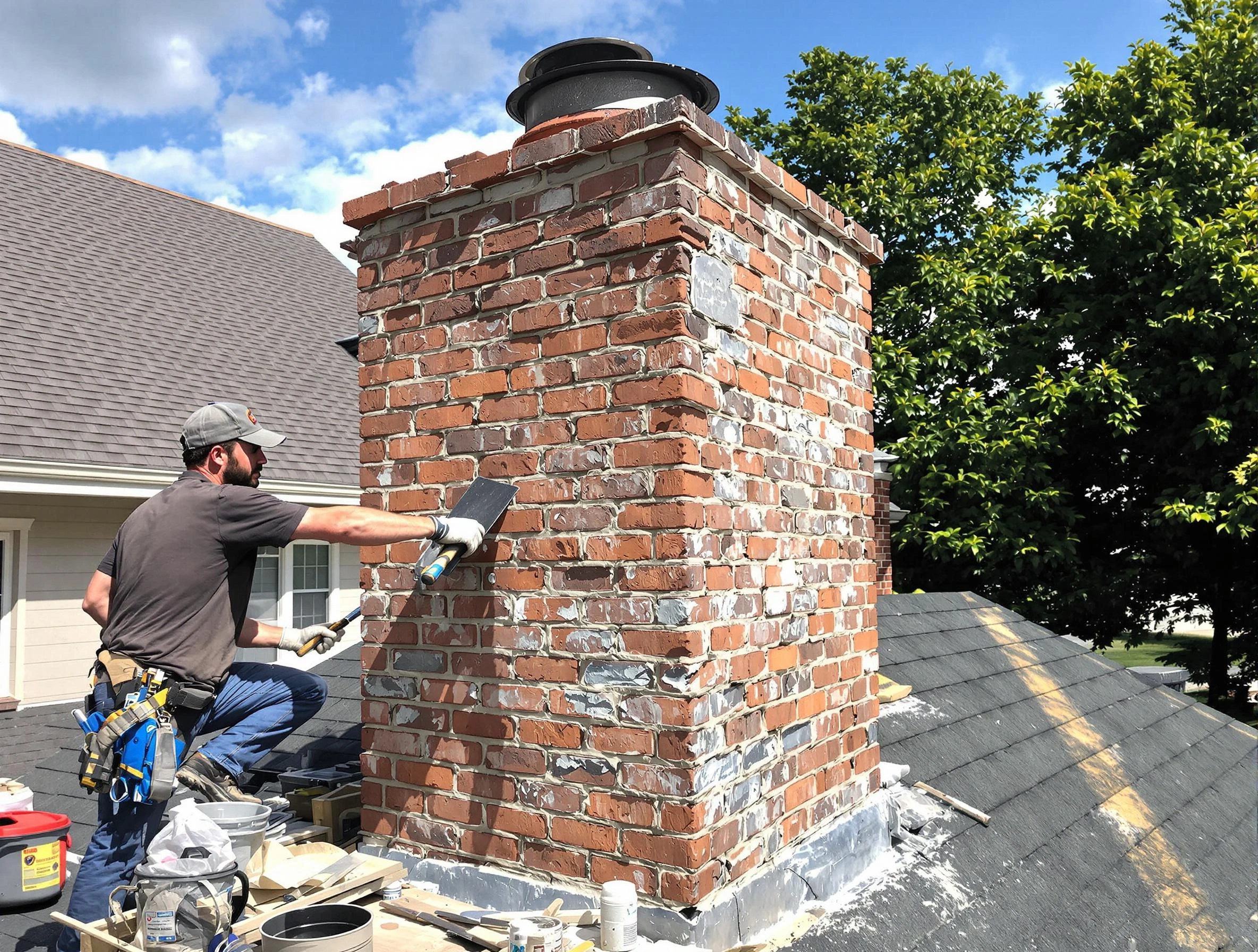 Completed chimney rebuild by Somerville Chimney Sweep in Somerville, MA