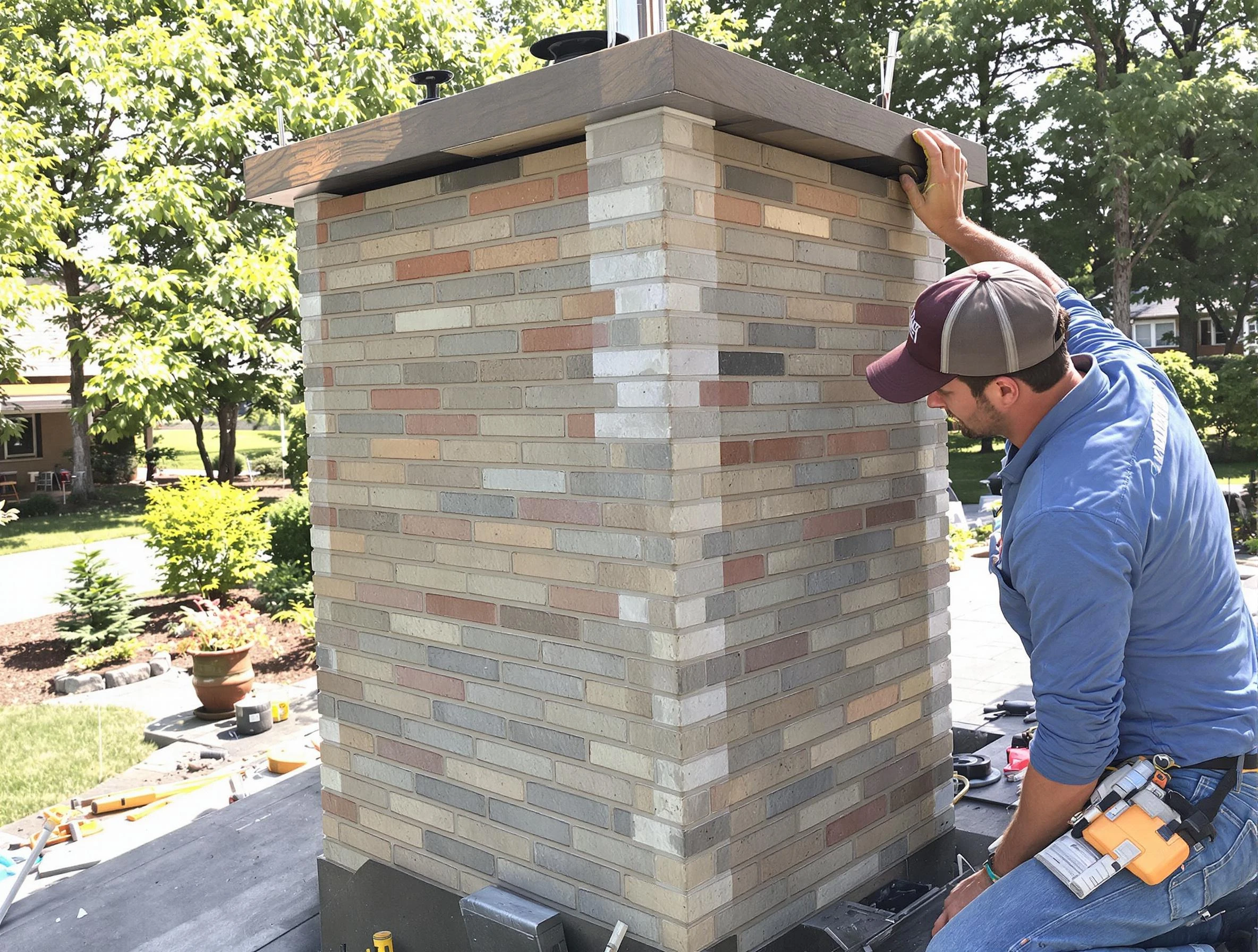 Somerville Chimney Sweep completing a modern chimney remodel in Somerville, MA