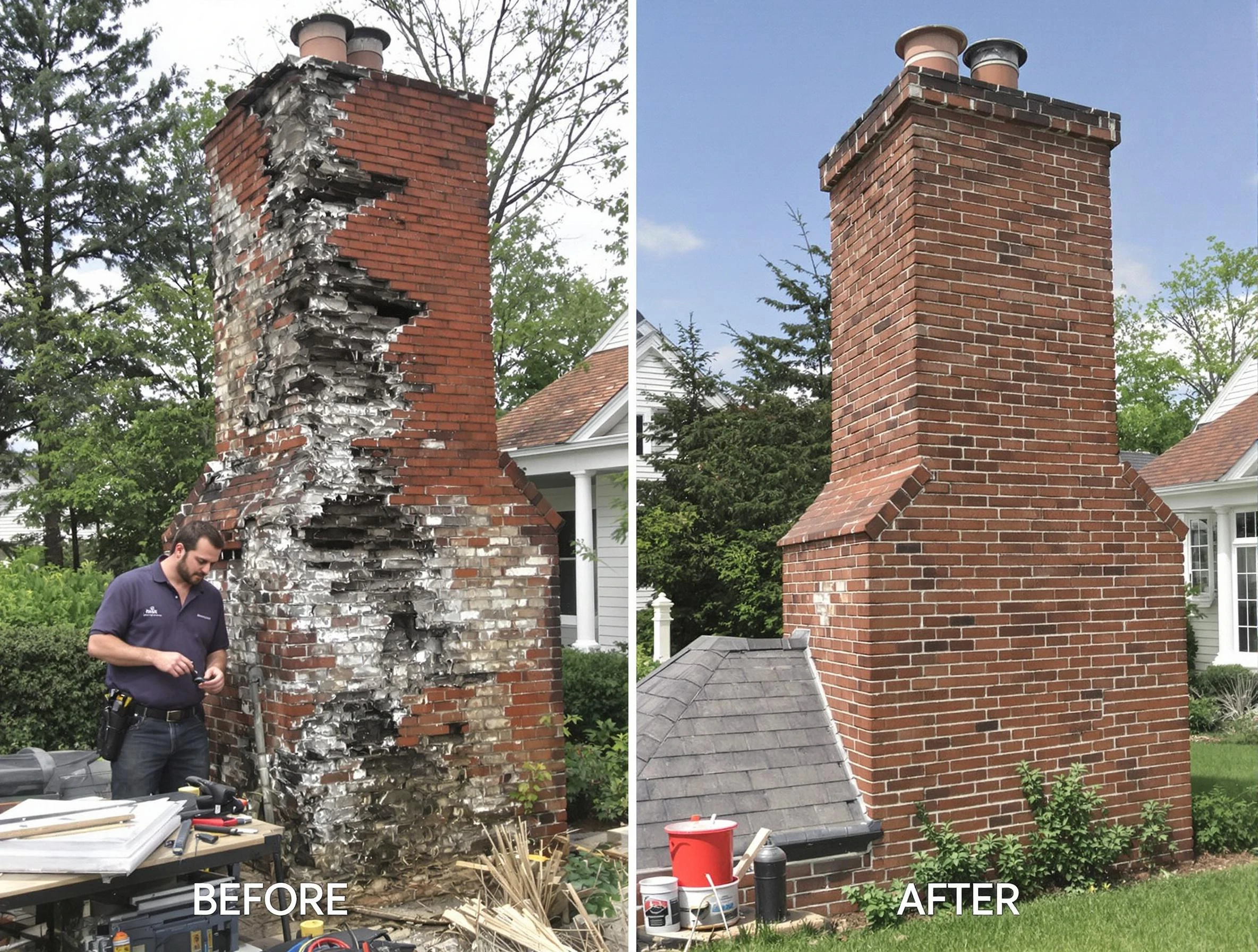 Somerville Chimney Sweep performing a full chimney restoration in Somerville, MA