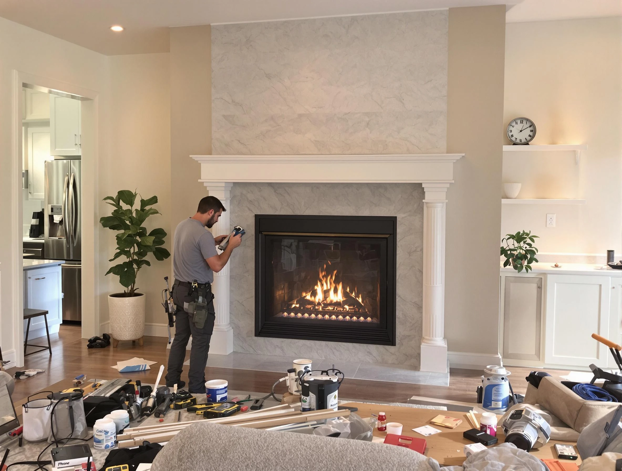 Newly installed fireplace by Somerville Chimney Sweep in Somerville, MA